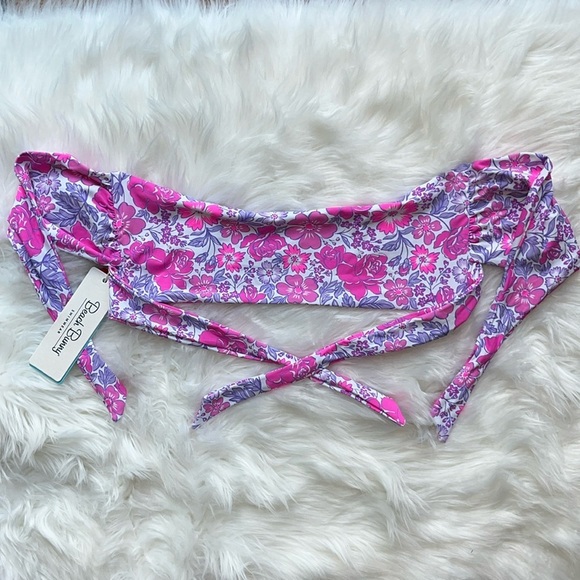 🆕 Beach Bunny Tula Swim Bandeau Top Size XL Floral Pink Purple - Picture 4 of 11